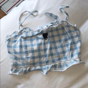 cute baby blue and white gingham crop top